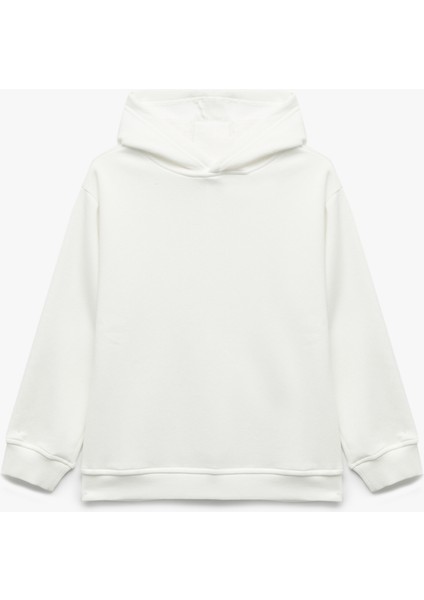 Oversize Şardonlu Uzun Kollu Basic Kapşonlu Sweatshirt