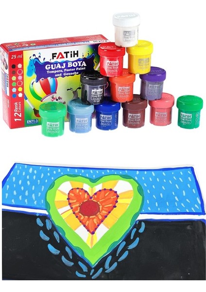 12 Renk Guaj Boya Fatih 25X35 cm Telli Spralli Resim Defteri Palet Resim Fırçası 15 Yaprak Guajboya Resim Defteri fiyatları