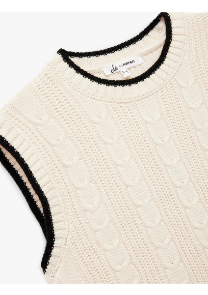 Saç Örgü Dokulu Kolsuz Biyeli Bisiklet Yaka Süveter modelleri