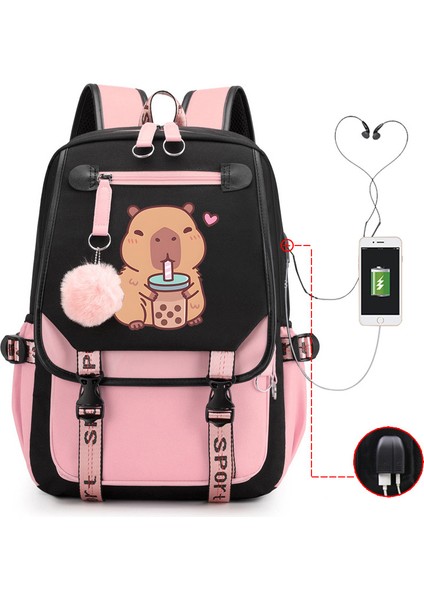 Sıcak Satış Capya Capya Sevimli USB Portu Çok Fonksiyonlu Eğlence Seyahat Sırt Çantaları (Yurt Dışından)