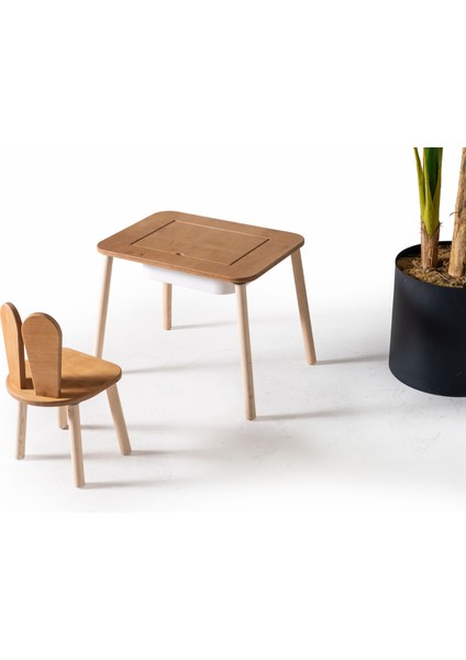 Montessori Tek Hazneli 2 Bunny Sandalye Aktivite Masası indirimleri