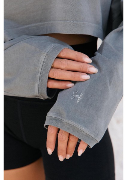 Aura Crop Long Sleeve T-Shirt Gri fiyatları