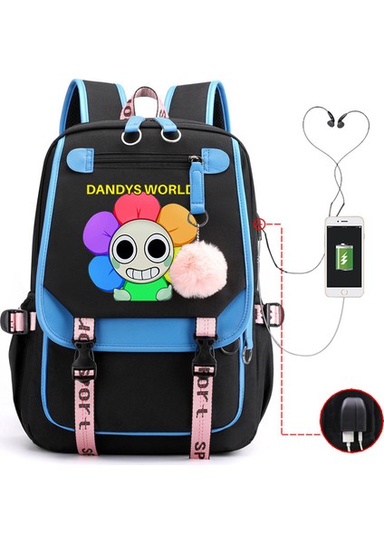 Yeni 2025 Karikatür Oyun Baskı Ilkokul Öğrencileri Okul Çantası Büyük Kapasiteli Renk Unisex Modelleri USB Omuz Çantası Vurmak (Yurt Dışından)