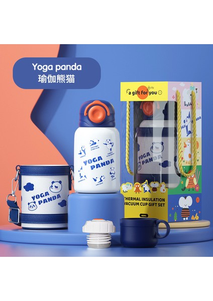 Yeni Çocuk Isı Yalıtım Kabı Gıda Sınıfı 316 Paslanmaz Çelik Sevimli Su Şişesi Taşınabilir Anti-Güreş Saman Dak Öğrenci Su Dağı (Yurt Dışından)