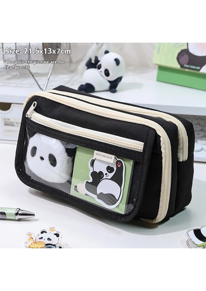 Panda Geliyor Çok Katmanlı Kalem Çantası Niş Gelişmiş Basit Sevimli Kırtasiye Saklama Çantası Büyük Kapasiteli Kalem Çantası Ilkokul ve Ortaokul (Yurt Dışından)