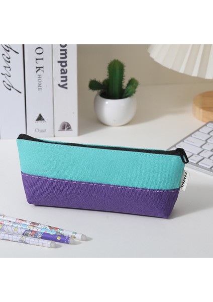 Yeni Pamuklu Renk Engelleme Kayık Şeklindeki Kalem Çantası Küçük Taze Renk Çatışan Kırtasiye Çantası Öğrenciler Basit Üçgen Kalem Çantası (Yurt Dışından)