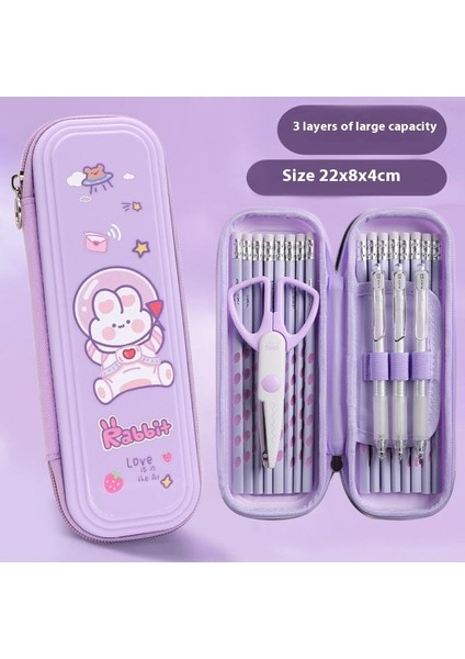 Çocuk Karikatür Kırtasiye Kutusu Büyük Kapasiteli Su Geçirmez Kalem Çantası Çok Fonksiyonlu Ilkokul Öğrencileri Çift Plastik Kalem Kutusu (Yurt Dışından)