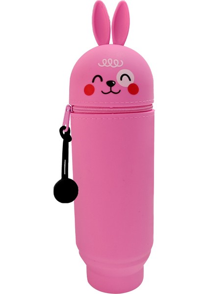 Karikatür Silikon Geri Çekilebilir Kalem Tutucu Kalem Çantası Büyük Kapasiteli Öğrenci Kalem Kırtasiye Saklama Kutusu Sevimli Hayvan Zip Çanta Alt (Yurt Dışından)