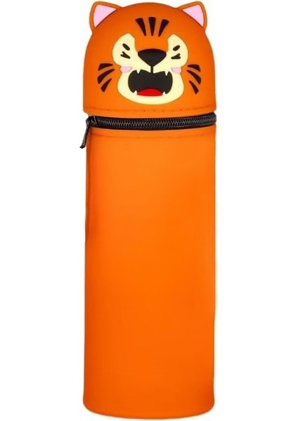 Karikatür Silikon Geri Çekilebilir Kalem Tutucu Kalem Çantası Büyük Kapasiteli Öğrenci Kalem Kırtasiye Saklama Kutusu Sevimli Hayvan Zip Çanta Alt (Yurt Dışından)