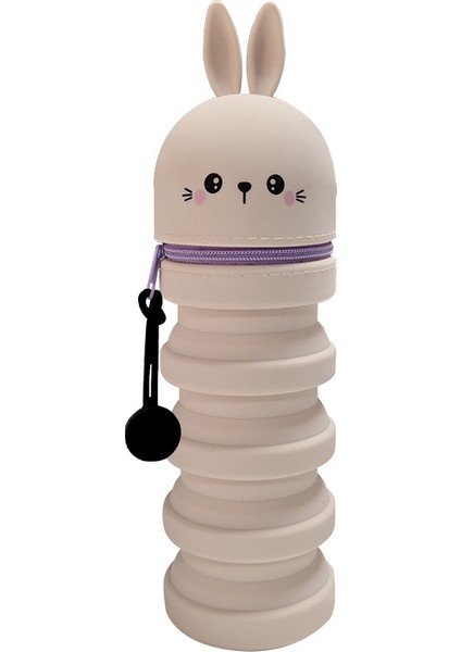 Karikatür Silikon Geri Çekilebilir Kalem Tutucu Kalem Çantası Büyük Kapasiteli Öğrenci Kalem Kırtasiye Saklama Kutusu Sevimli Hayvan Zip Çanta Alt (Yurt Dışından)