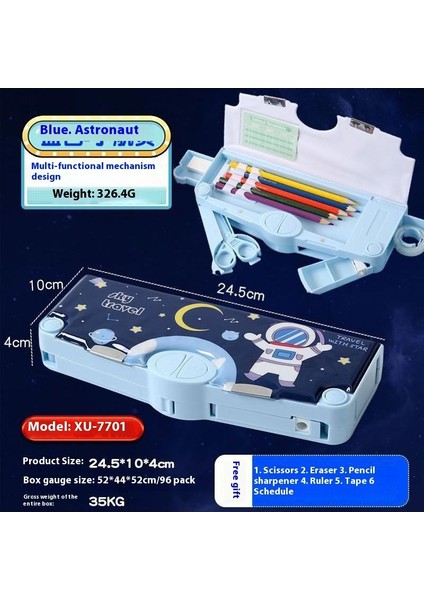 Yaratıcı Astronot Çok Fonksiyonlu Kalem Kutusu Ilkokul Öğrencileri Büyük Kapasiteli Yüksek Değerli Kırtasiye Kutusu (Yurt Dışından)