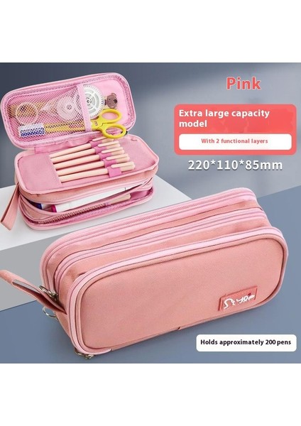 Büyük Kapasiteli Kalem Çantası Ins Yüksek Değerli Ilkokul Öğrencileri Macaron Renkli Taşınabilir Kırtasiye Kutusu Çok Katmanlı Katmanlı Depolama (Yurt Dışından)