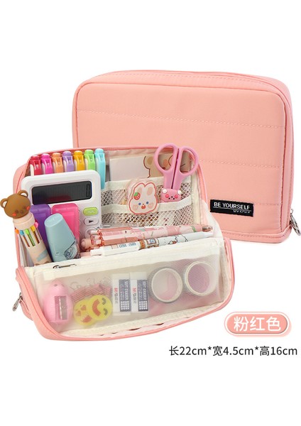 Büyük Kapasiteli Kırtasiye Kalem Çantası Ins Yüksek Değerli El Kitabı Saklama Kutusu Ingiliz Tarzı Çok Fonksiyonlu Basit Kalem Çantası (Yurt Dışından)