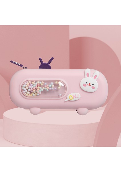 Tavşan Kacık Makinesi Kalem Kutusu Karikatür Sevimli Radyo Modelleme Yaratıcı Kırtasiye Kutusu Ilkokul Öğrencileri Büyük Kapasiteli Kalem Kutusu (Yurt Dışından)