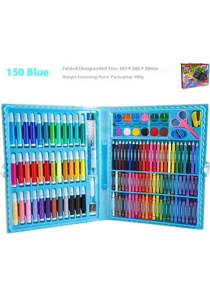 Çocuk 150 Boyama Renkli Kalemler Sanat Fırçaları Kırtasiye Seti Malzemeleri Hediye Açılış Sezonu Mobil Stüdyo (Yurt Dışından)