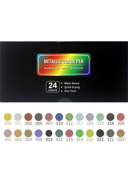 Metalik Akrilik Keçeli Kalemler Kutulu 12 Renk 24 Renk Opak Renkli Keçeli Kalemler Su Bazlı Çocuk Diy Boya Fırçaları (Yurt Dışından)