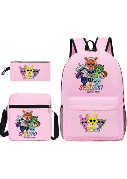 Karikatür Baskı Modası Etrafında Yeni Oyun Çocuk Kalem Çantası Crossbody Çanta Üç Set Sınır Ötesi Ilkokul ve Ortaokul Öğrencileri Okul Çantası (Yurt Dışından)