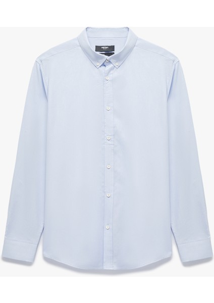 Regular Fit Pamuklu Oxford Uzun Kollu Düğmeli Yaka Gömlek