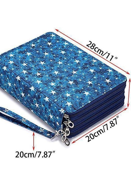 Yeni Büyük Kapasiteli Pu Kalem Çantası Öğrenci Kırtasiye Çantası 200 Delikli Sanat Boyama Saklama Çantası Sanat Çantası (Yurt Dışından)