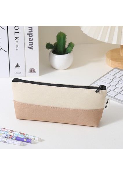 Yeni Pamuklu Renk Engelleme Kayık Şeklindeki Kalem Çantası Küçük Taze Renk Çatışan Kırtasiye Çantası Öğrenciler Basit Üçgen Kalem Çantası (Yurt Dışından)