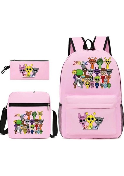 Karikatür Baskı Modası Etrafında Yeni Oyun Çocuk Kalem Çantası Crossbody Çanta Üç Set Sınır Ötesi Ilkokul ve Ortaokul Öğrencileri Okul Çantası (Yurt Dışından)