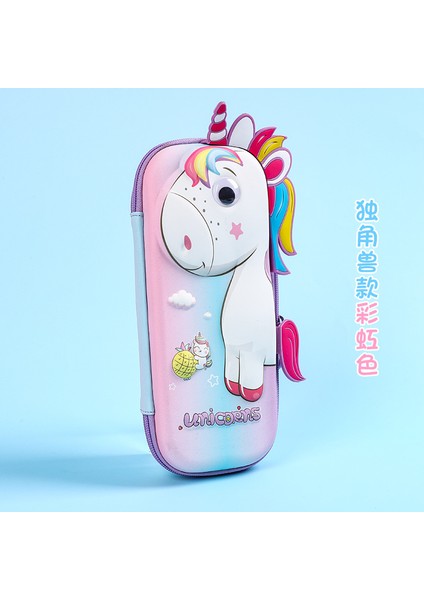 Yaratıcı Karikatür 3D Tek Boynuzlu At Kalem Çantası Ins Büyük Kapasiteli Kırtasiye Kutusu Ilköğretim Öğrencileri Sevimli Dinozor Kalem Kutusu (Yurt Dışından)