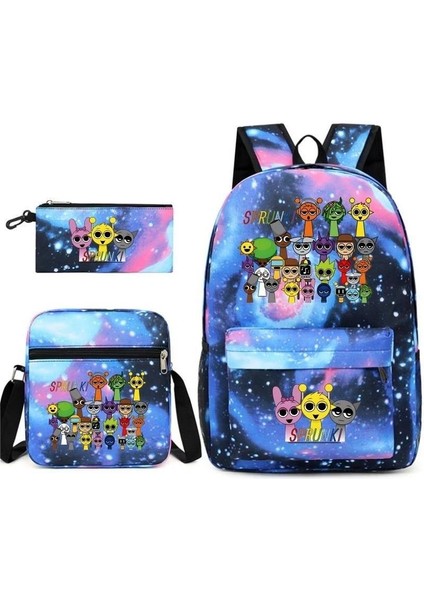 Karikatür Baskı Modası Etrafında Yeni Oyun Çocuk Kalem Çantası Crossbody Çanta Üç Set Sınır Ötesi Ilkokul ve Ortaokul Öğrencileri Okul Çantası (Yurt Dışından)