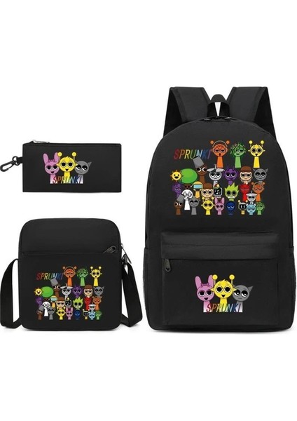Karikatür Baskı Modası Etrafında Yeni Oyun Çocuk Kalem Çantası Crossbody Çanta Üç Set Sınır Ötesi Ilkokul ve Ortaokul Öğrencileri Okul Çantası (Yurt Dışından)