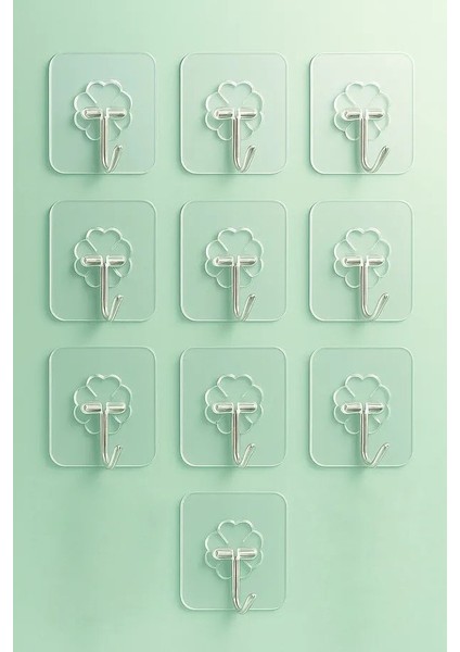 Askı Askılık 10 Adet Güçlü Şeffaf Duvar Askısı Askılığı Yapışkan Vantuz Kanca Mutfak Banyo Aksesuar Sticker