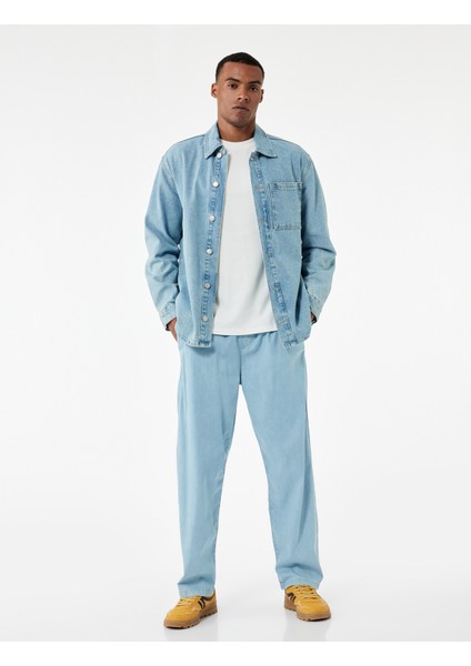 Beli Bağcıklı Cep Detaylı Loose Fit Bol Jean Pantolon
