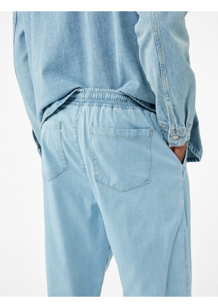 Beli Bağcıklı Cep Detaylı Loose Fit Bol Jean Pantolon modelleri