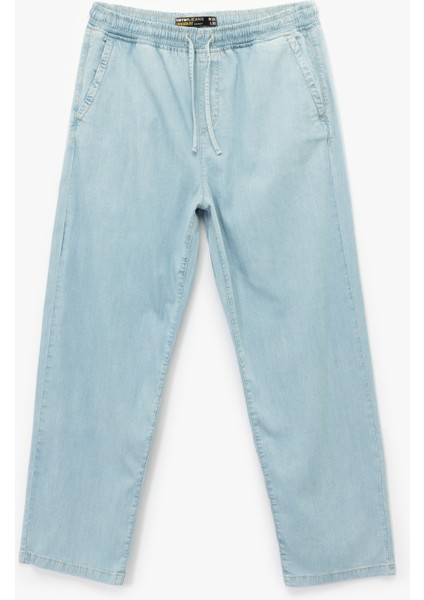 Beli Bağcıklı Cep Detaylı Loose Fit Bol Jean Pantolon fırsatları