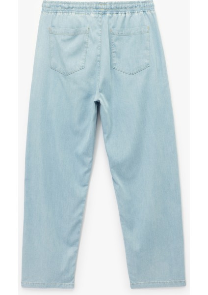 Beli Bağcıklı Cep Detaylı Loose Fit Bol Jean Pantolon indirimleri