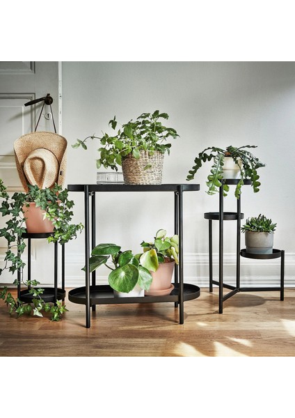 Olıvblad Çiçeklik 35 cm Siyah Dış Mekan ve Iç Mekan Metal Saksı Standı
