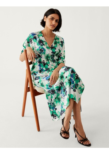 Çiçek Desenli Midi Elbise fiyatları