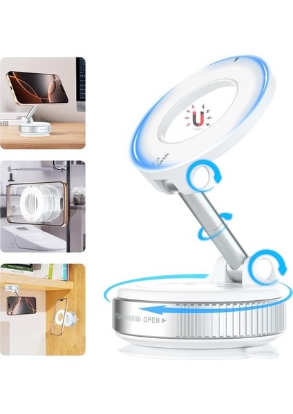 Magsafe Telefon Tutucu Tüm Yüzeylerle Uyumlu Vakumlu Sökülebilir 360 Oynar Başlıklı Üniversal Telefon Tutucu K007 (Yurt Dışından)