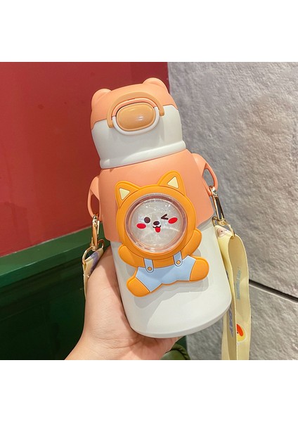 Netflix Eğlenceli Çocuk Yalıtımlı Dak 316 Gıda Sınıfı Öğrenciler Anaokulu Saman Su Dağı Boyunca Eğimli Hediye Su Şişesi (Yurt Dışından)