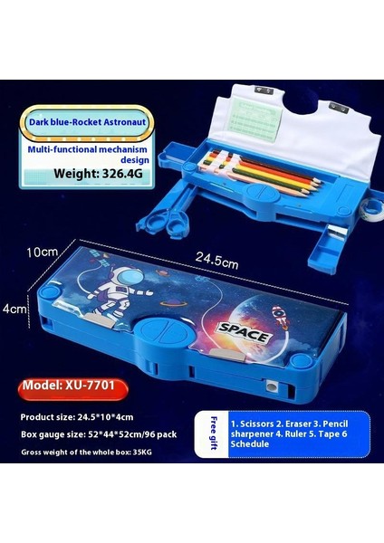 Yaratıcı Astronot Çok Fonksiyonlu Kalem Kutusu Ilkokul Öğrencileri Büyük Kapasiteli Yüksek Değerli Kırtasiye Kutusu (Yurt Dışından)