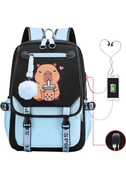 Sıcak Satış Capya Capya Sevimli USB Portu Çok Fonksiyonlu Eğlence Seyahat Sırt Çantaları (Yurt Dışından)