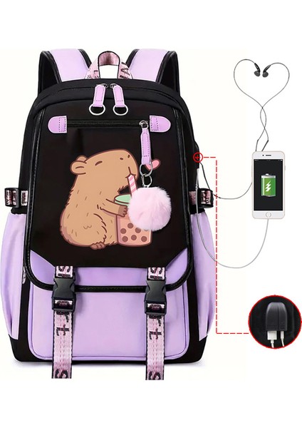 Sıcak Satış Capya Capya Sevimli USB Portu Çok Fonksiyonlu Eğlence Seyahat Sırt Çantaları (Yurt Dışından)