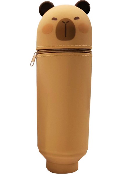 Karikatür Silikon Geri Çekilebilir Kalem Tutucu Kalem Çantası Büyük Kapasiteli Öğrenci Kalem Kırtasiye Saklama Kutusu Sevimli Hayvan Zip Çanta Alt (Yurt Dışından)