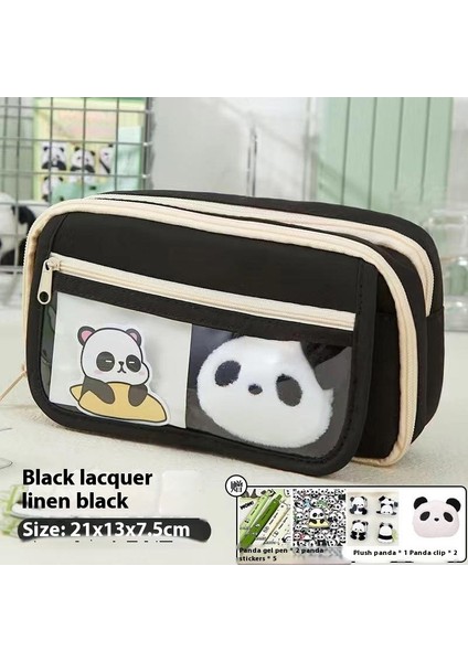 Panda Geliyor Çok Katmanlı Kalem Çantası Niş Gelişmiş Basit Sevimli Kırtasiye Saklama Çantası Büyük Kapasiteli Kalem Çantası Ilkokul ve Ortaokul (Yurt Dışından)