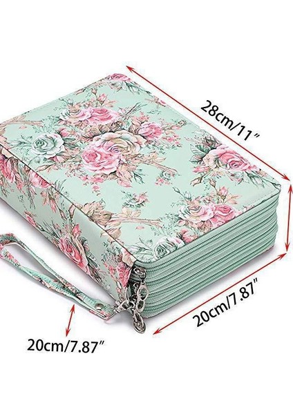 Yeni Büyük Kapasiteli Pu Kalem Çantası Öğrenci Kırtasiye Çantası 200 Delikli Sanat Boyama Saklama Çantası Sanat Çantası (Yurt Dışından)