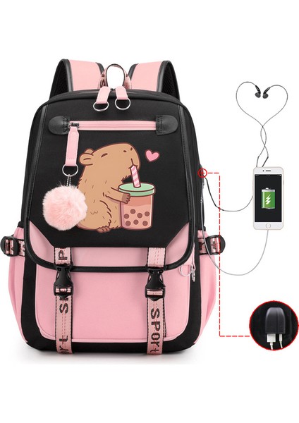 Sıcak Satış Capya Capya Sevimli USB Portu Çok Fonksiyonlu Eğlence Seyahat Sırt Çantaları (Yurt Dışından)