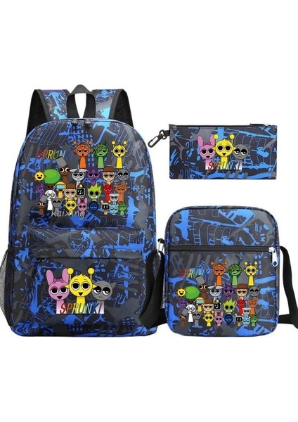 Karikatür Baskı Modası Etrafında Yeni Oyun Çocuk Kalem Çantası Crossbody Çanta Üç Set Sınır Ötesi Ilkokul ve Ortaokul Öğrencileri Okul Çantası (Yurt Dışından)