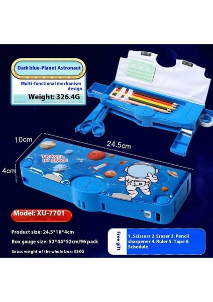 Yaratıcı Astronot Çok Fonksiyonlu Kalem Kutusu Ilkokul Öğrencileri Büyük Kapasiteli Yüksek Değerli Kırtasiye Kutusu (Yurt Dışından)
