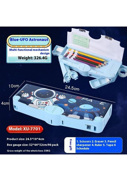 Yaratıcı Astronot Çok Fonksiyonlu Kalem Kutusu Ilkokul Öğrencileri Büyük Kapasiteli Yüksek Değerli Kırtasiye Kutusu (Yurt Dışından)