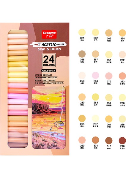 Guangna 5602F Cilt Ten Rengi Yumuşak Uçlu Akrilik Markör Sanat Diy El Kitabı Doodle Boyama Su Geçirmez Pigment Kalem (Yurt Dışından)