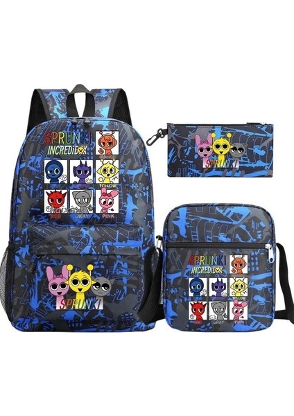 Karikatür Baskı Modası Etrafında Yeni Oyun Çocuk Kalem Çantası Crossbody Çanta Üç Set Sınır Ötesi Ilkokul ve Ortaokul Öğrencileri Okul Çantası (Yurt Dışından)