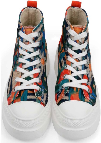 Kadın Vegan Çok Renkli Kalın Taban High Sneakers - Blossom Hug Tasarım fiyatları